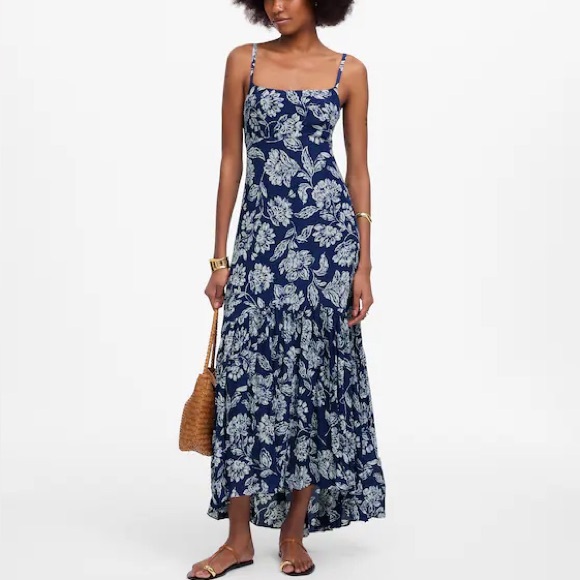 Madewell Dresses & Skirts - Madewell Textured Maxi Slip Dress in Floral Saylor Floral Navy Size 6 NWT